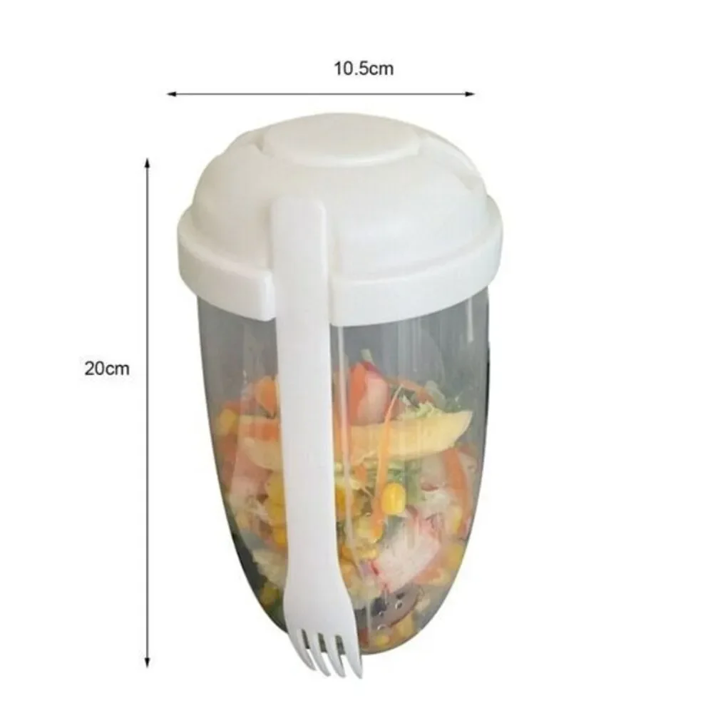Fresh Salad‎ to Go Container Set with Fork and Dressing Holder, White (1000ML)
